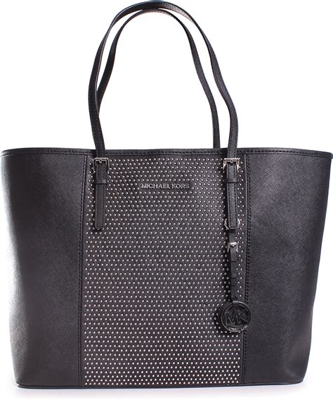 michael kors microstud black tote|Michael Kors shopper tote.